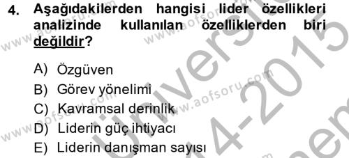 Diş Politika Analizi Dersi 2014 - 2015 Yılı (Final) Dönem Sonu Sınavı 4. Soru