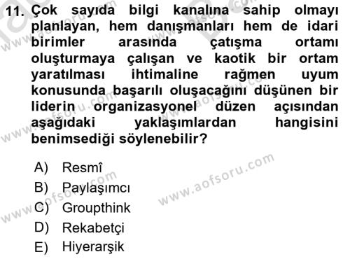 Diş Politika Analizi Dersi 2021 - 2022 Yılı (Vize) Ara Sınavı 11. Soru