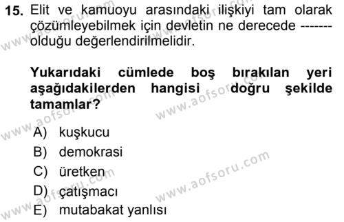 Diş Politika Analizi Dersi 2021 - 2022 Yılı (Vize) Ara Sınavı 15. Soru