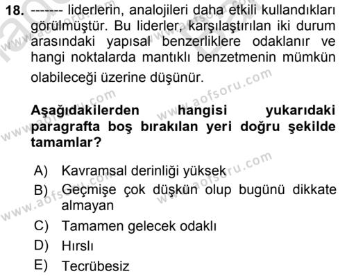 Diş Politika Analizi Dersi 2021 - 2022 Yılı (Vize) Ara Sınavı 18. Soru