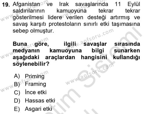 Diş Politika Analizi Dersi 2021 - 2022 Yılı (Vize) Ara Sınavı 19. Soru