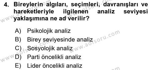 Diş Politika Analizi Dersi 2021 - 2022 Yılı (Vize) Ara Sınavı 4. Soru