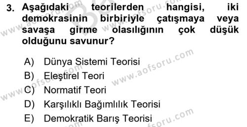 Diş Politika Analizi Dersi 2021 - 2022 Yılı (Final) Dönem Sonu Sınavı 3. Soru