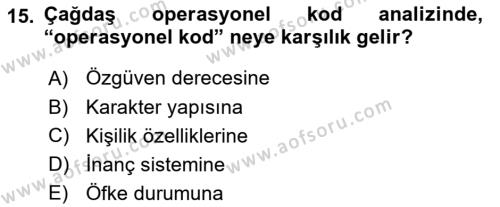 Diş Politika Analizi Dersi 2021 - 2022 Yılı Yaz Okulu Sınavı 15. Soru