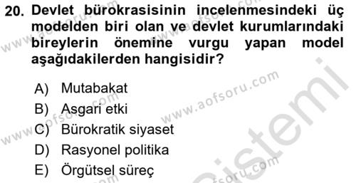 Diş Politika Analizi Dersi 2021 - 2022 Yılı Yaz Okulu Sınavı 20. Soru