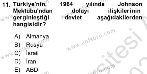 Diş Politika Analizi Dersi 2022 - 2023 Yılı Yaz Okulu Sınavı 11. Soru