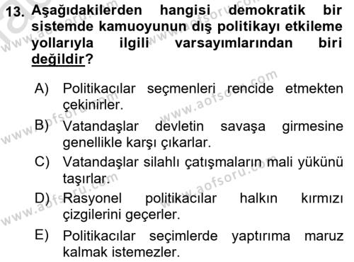 Diş Politika Analizi Dersi 2022 - 2023 Yılı Yaz Okulu Sınavı 13. Soru