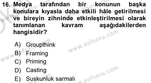 Diş Politika Analizi Dersi 2022 - 2023 Yılı Yaz Okulu Sınavı 16. Soru