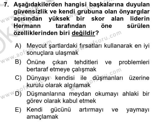 Diş Politika Analizi Dersi 2022 - 2023 Yılı Yaz Okulu Sınavı 7. Soru