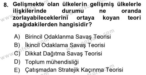 Diş Politika Analizi Dersi 2022 - 2023 Yılı Yaz Okulu Sınavı 8. Soru