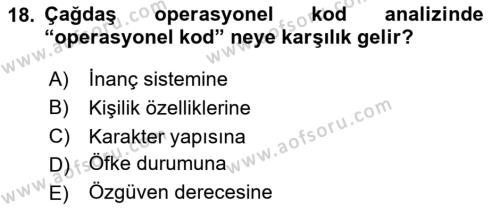 Diş Politika Analizi Dersi 2023 - 2024 Yılı (Final) Dönem Sonu Sınavı 18. Soru