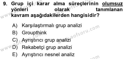 Diş Politika Analizi Dersi 2023 - 2024 Yılı (Final) Dönem Sonu Sınavı 9. Soru