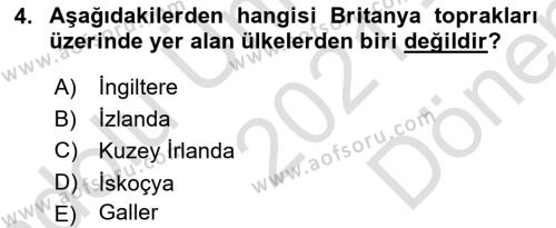 Karşılaştırmalı Siyasal Sistemler Dersi 2021 - 2022 Yılı (Final) Dönem Sonu Sınavı 4. Soru