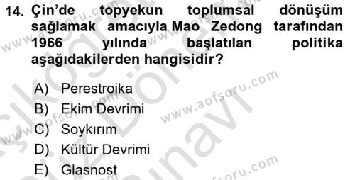 Karşılaştırmalı Siyasal Sistemler Dersi 2022 - 2023 Yılı (Final) Dönem Sonu Sınavı 14. Soru