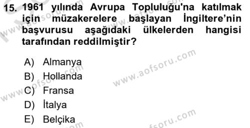 Karşılaştırmalı Siyasal Sistemler Dersi 2022 - 2023 Yılı (Final) Dönem Sonu Sınavı 15. Soru