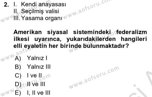 Karşılaştırmalı Siyasal Sistemler Dersi 2022 - 2023 Yılı (Final) Dönem Sonu Sınavı 2. Soru