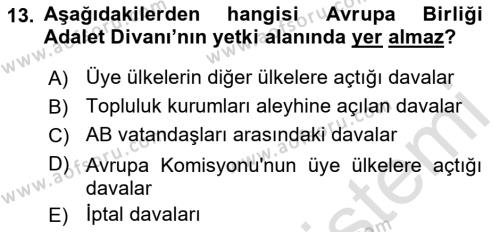 Karşılaştırmalı Siyasal Sistemler Dersi 2022 - 2023 Yılı Yaz Okulu Sınavı 13. Soru