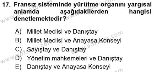 Karşılaştırmalı Siyasal Sistemler Dersi 2023 - 2024 Yılı (Vize) Ara Sınavı 17. Soru