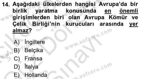 Karşılaştırmalı Siyasal Sistemler Dersi 2023 - 2024 Yılı (Final) Dönem Sonu Sınavı 14. Soru