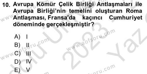 Karşılaştırmalı Siyasal Sistemler Dersi 2023 - 2024 Yılı Yaz Okulu Sınavı 10. Soru