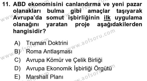 Karşılaştırmalı Siyasal Sistemler Dersi 2023 - 2024 Yılı Yaz Okulu Sınavı 11. Soru