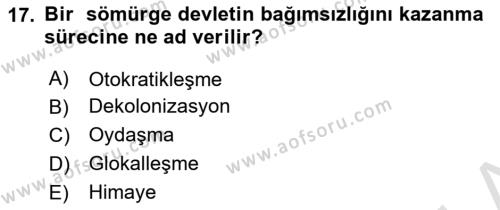 Karşılaştırmalı Siyasal Sistemler Dersi 2023 - 2024 Yılı Yaz Okulu Sınavı 17. Soru