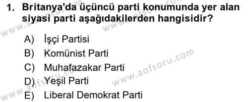 Karşılaştırmalı Siyasal Sistemler Dersi 2024 - 2025 Yılı (Vize) Ara Sınavı 1. Soru