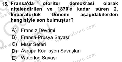 Karşılaştırmalı Siyasal Sistemler Dersi 2024 - 2025 Yılı (Vize) Ara Sınavı 15. Soru