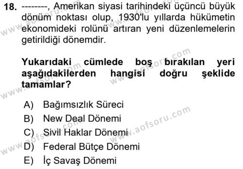 Karşılaştırmalı Siyasal Sistemler Dersi 2024 - 2025 Yılı (Vize) Ara Sınavı 18. Soru