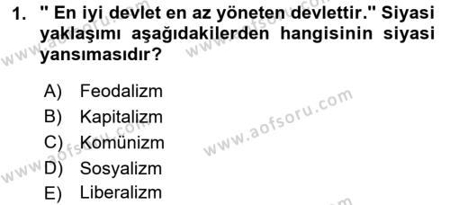 Uluslararası Ekonomi Politik Dersi 2021 - 2022 Yılı (Vize) Ara Sınavı 1. Soru