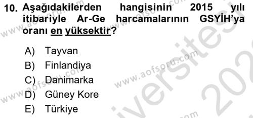 Uluslararası Ekonomi Politik Dersi 2021 - 2022 Yılı (Vize) Ara Sınavı 10. Soru