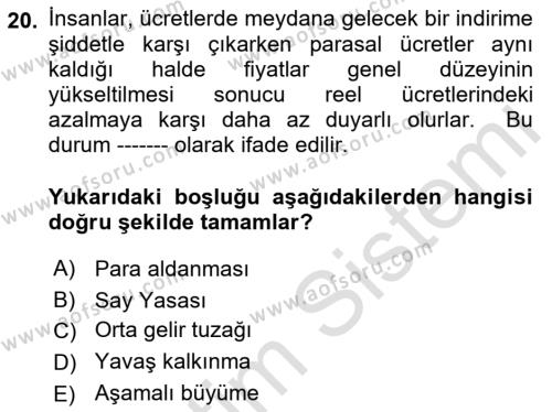 Uluslararası Ekonomi Politik Dersi 2021 - 2022 Yılı (Vize) Ara Sınavı 20. Soru