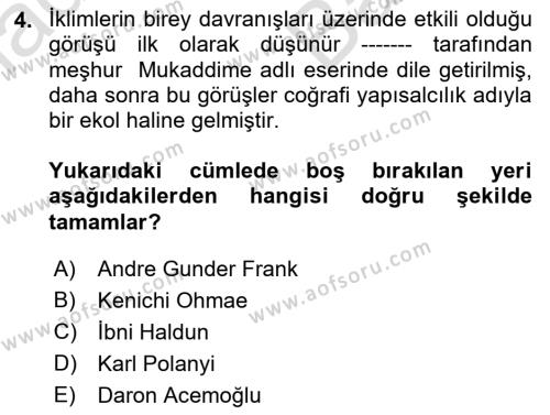 Uluslararası Ekonomi Politik Dersi 2021 - 2022 Yılı (Vize) Ara Sınavı 4. Soru