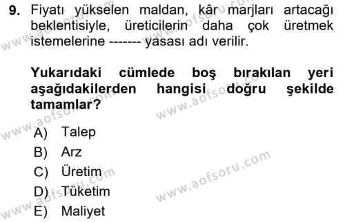 Uluslararası Ekonomi Politik Dersi 2021 - 2022 Yılı (Vize) Ara Sınavı 9. Soru