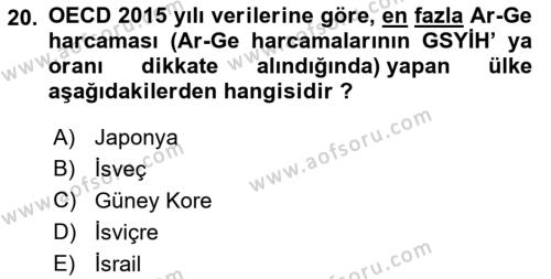 Uluslararası Ekonomi Politik Dersi 2021 - 2022 Yılı (Final) Dönem Sonu Sınavı 20. Soru