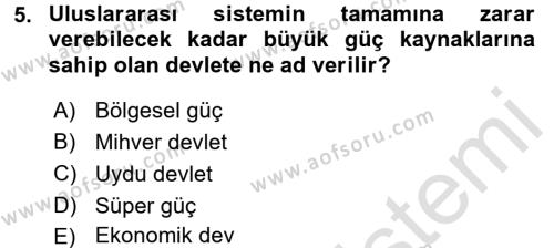 Amerikan Dış Politikası Dersi 2016 - 2017 Yılı (Vize) Ara Sınavı 5. Soru