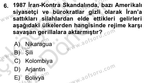 Amerikan Dış Politikası Dersi 2021 - 2022 Yılı (Vize) Ara Sınavı 6. Soru