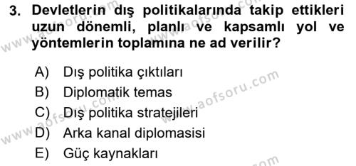 Amerikan Dış Politikası Dersi 2022 - 2023 Yılı Yaz Okulu Sınavı 3. Soru