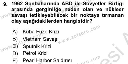 Amerikan Dış Politikası Dersi 2022 - 2023 Yılı Yaz Okulu Sınavı 9. Soru