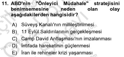 Amerikan Dış Politikası Dersi 2023 - 2024 Yılı (Final) Dönem Sonu Sınavı 11. Soru