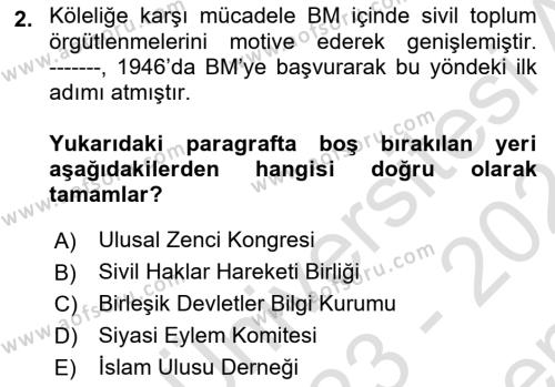 Amerikan Dış Politikası Dersi 2023 - 2024 Yılı (Final) Dönem Sonu Sınavı 2. Soru