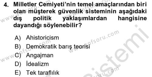 Amerikan Dış Politikası Dersi 2023 - 2024 Yılı (Final) Dönem Sonu Sınavı 4. Soru