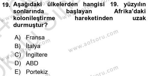 Amerikan Dış Politikası Dersi 2023 - 2024 Yılı Yaz Okulu Sınavı 19. Soru