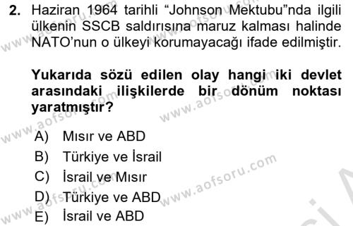 Amerikan Dış Politikası Dersi 2023 - 2024 Yılı Yaz Okulu Sınavı 2. Soru