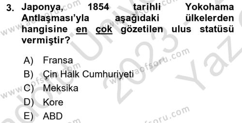 Amerikan Dış Politikası Dersi 2023 - 2024 Yılı Yaz Okulu Sınavı 3. Soru