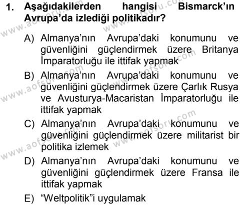 Türk Dış Politikası 1 Dersi 2012 - 2013 Yılı (Vize) Ara Sınavı 1. Soru