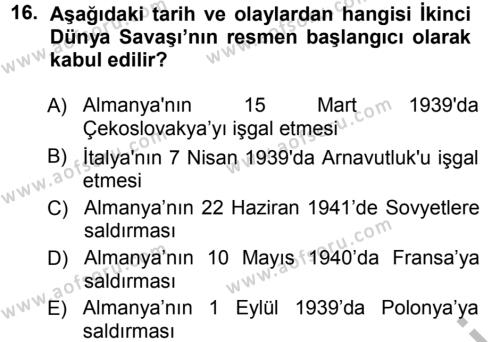 Türk Dış Politikası 1 Dersi 2012 - 2013 Yılı (Vize) Ara Sınavı 16. Soru