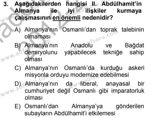 Türk Dış Politikası 1 Dersi 2012 - 2013 Yılı (Vize) Ara Sınavı 3. Soru