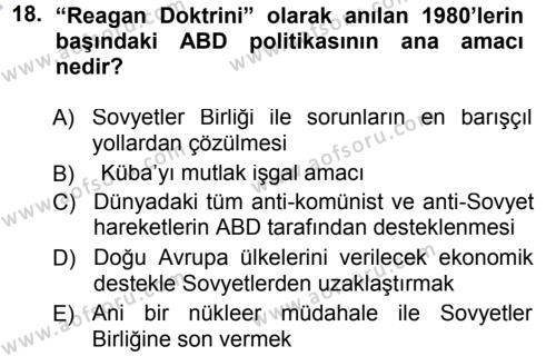 Türk Dış Politikası 1 Dersi 2012 - 2013 Yılı (Final) Dönem Sonu Sınavı 18. Soru