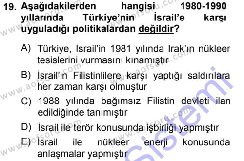 Türk Dış Politikası 1 Dersi 2012 - 2013 Yılı (Final) Dönem Sonu Sınavı 19. Soru